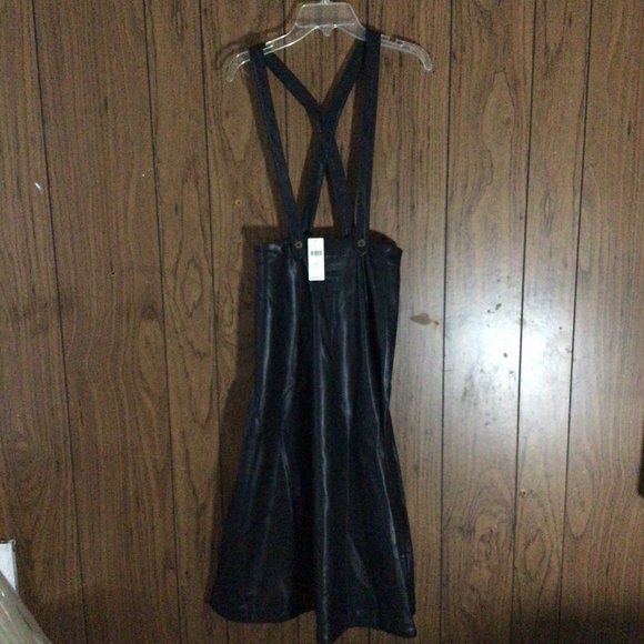 Anthropologie Dresses & Skirts - Anthropologie Faux Leather Pinafore Black Skirt